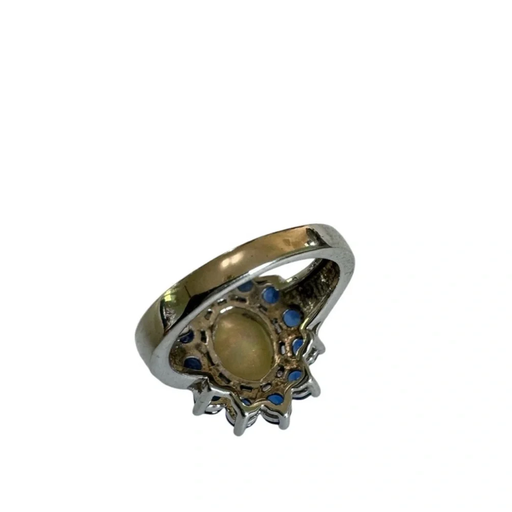 Vintage opal and tanzanite 925 silver ring